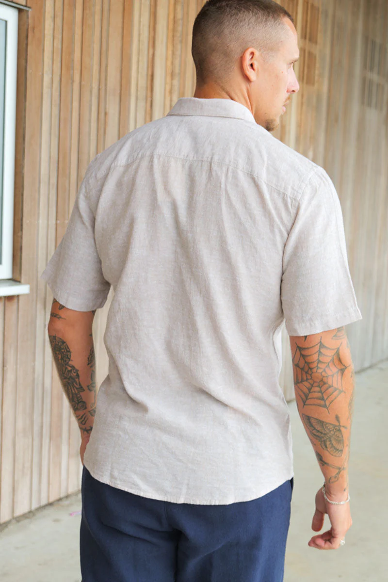 ONLY & SONS Caiden SS Linen Shirt Chinchilla - Image 4