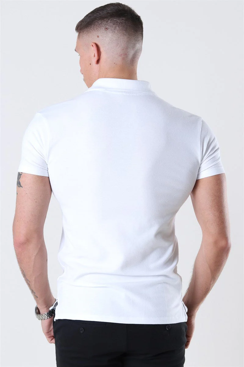 Muscle Fit Stretch Polo SS White - Image 4