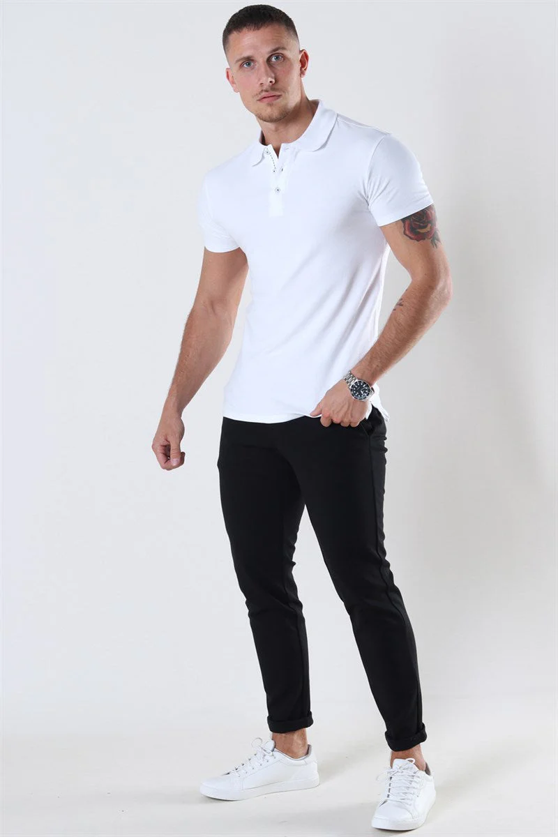Muscle Fit Stretch Polo SS White - Image 5