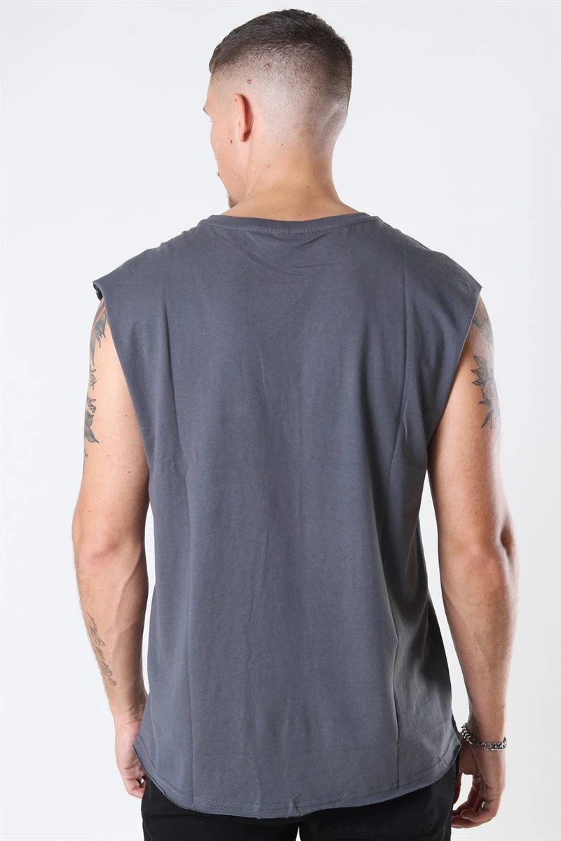 Urban Classics Open Edge Sleeveless Tee Dark Shadow - Image 4