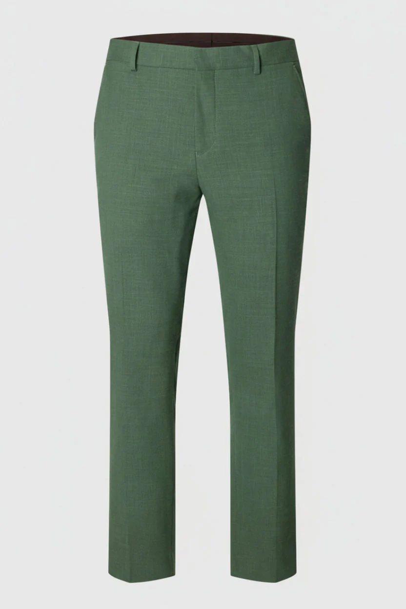 Selected Slim Oasis Linen Tousers Olive Green - Image 3