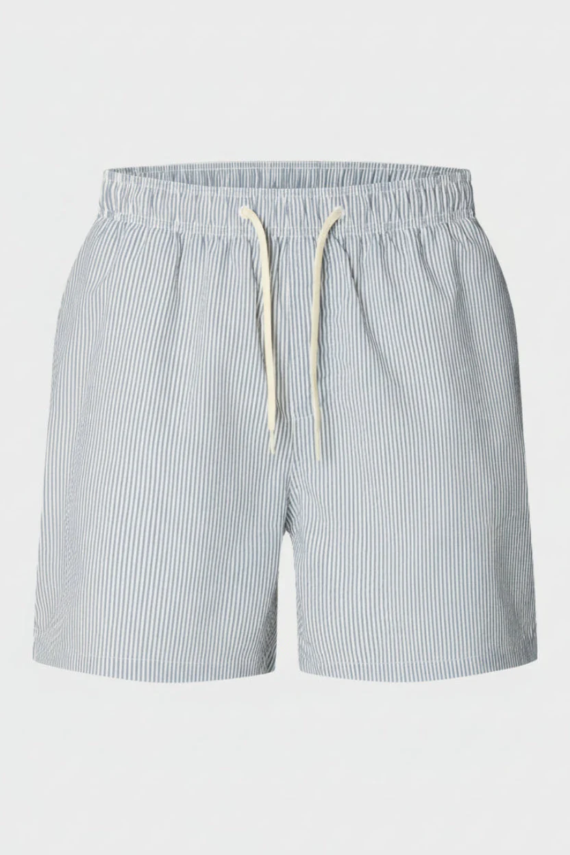 Selected Cooper Seersucker Swimshorts Blue Mirage - Image 5