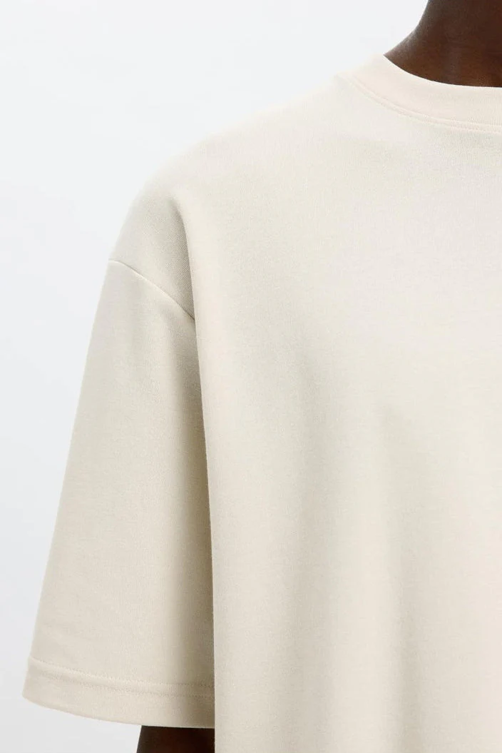 Selected Loose Oscar SS O-Neck Tee Oatmeal - Image 5