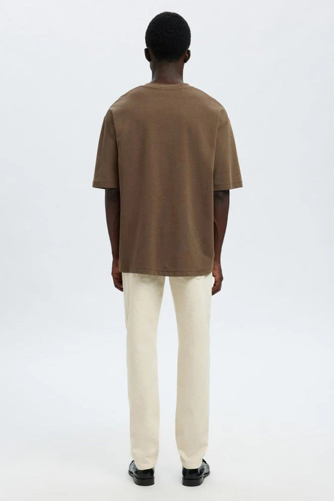Selected Loose Oscar SS O-Neck Tee Chocolate Chip - Image 3