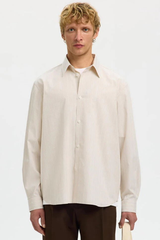 Selected Lrxben Stripe Shirt Sand
