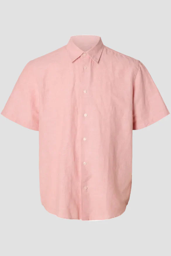 Selected Clay Linenblend SS Shirt Rose Dawn - Image 6