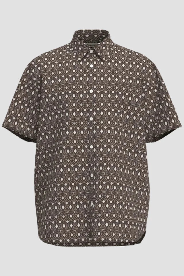 Selected Regular Claus Clay Linenblend SS Shirt Noos Bracken Geo Diamond - Image 3