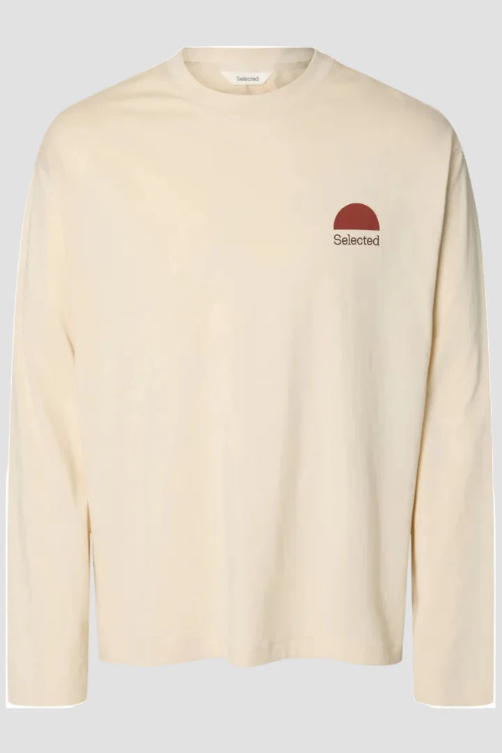 Selected Relaxmax Graphic LS O-Neck Tee Birch - Image 6