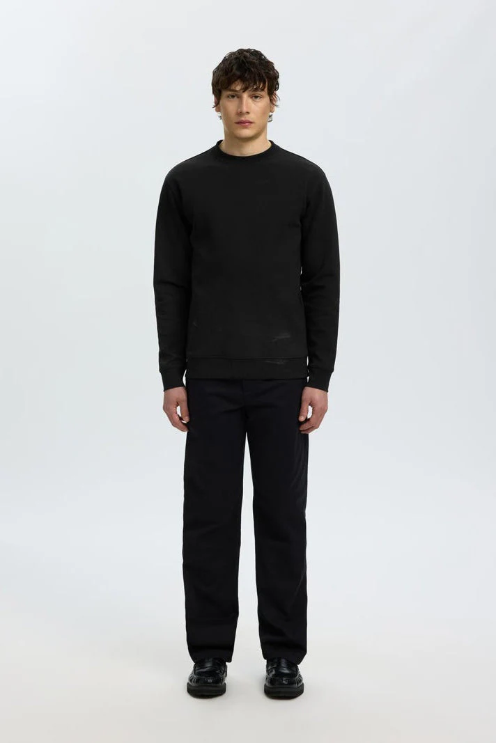 Selected Tom Soft Crew Neck Sweat Black - Image 2