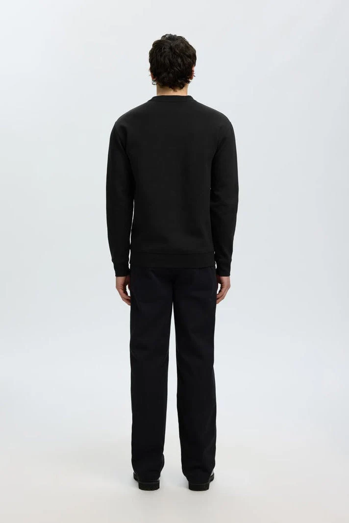 Selected Tom Soft Crew Neck Sweat Black - Image 3