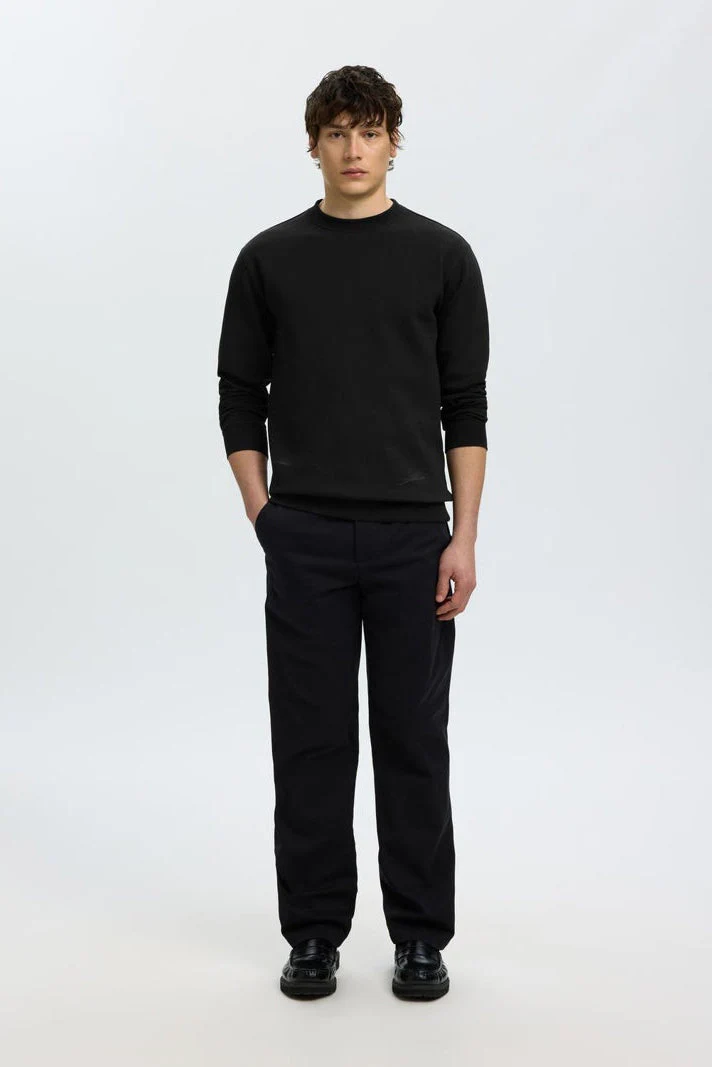 Selected Tom Soft Crew Neck Sweat Black - Image 4