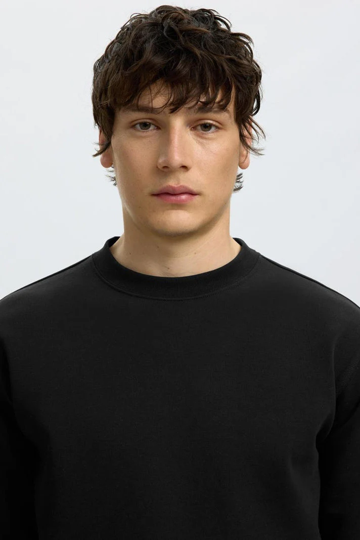 Selected Tom Soft Crew Neck Sweat Black - Image 6