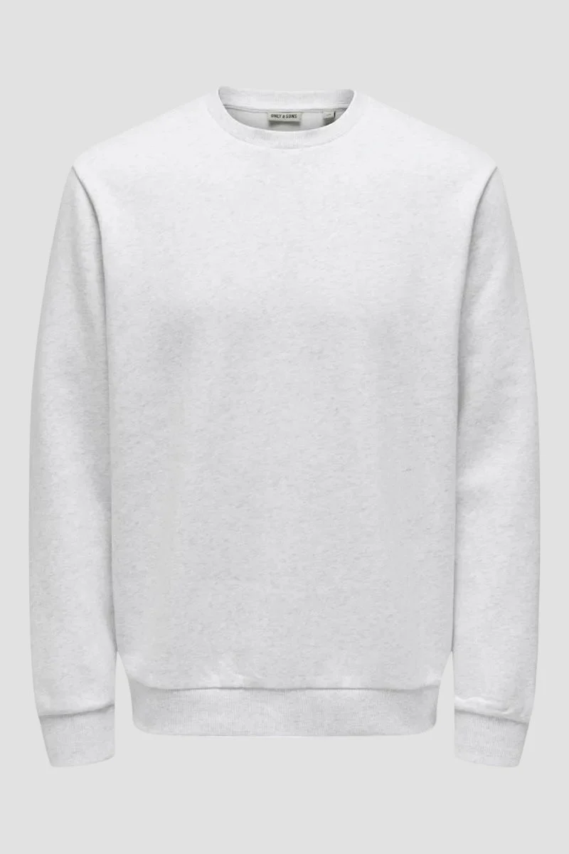 Only & Sons Ceres Crew Neck Super Light Grey Melange Sweatshirt - Image 5