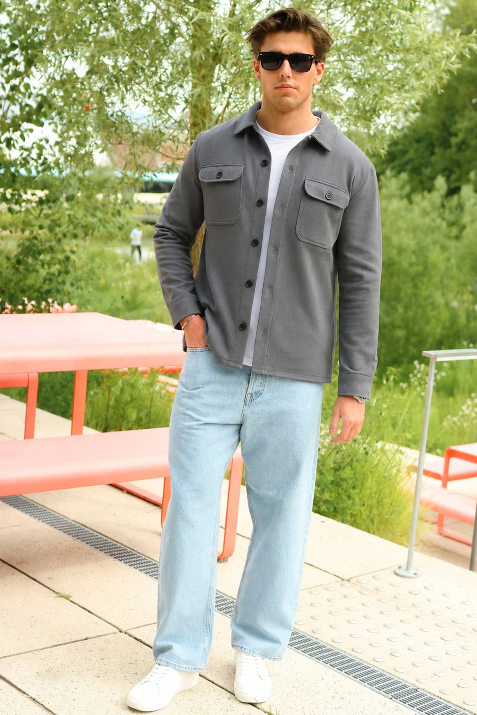 Only & Sons New Kodyl Grå Pinstripe Skjorta - Image 2