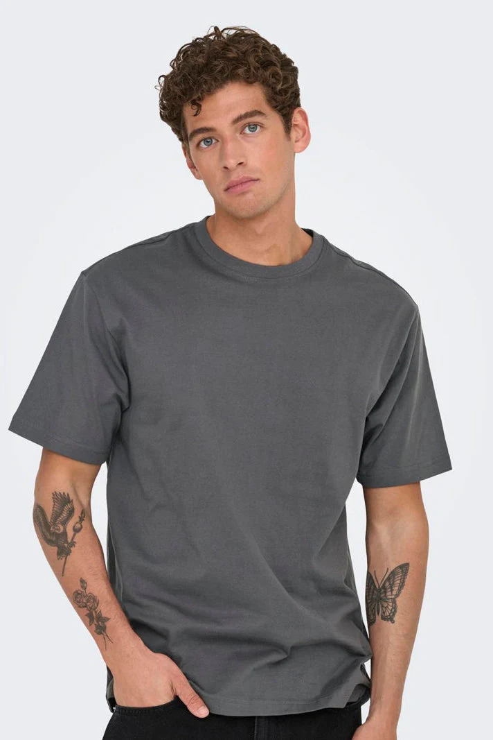 Only & Sons Fred Life Relaxed Fit SS Tee Noos Grey Pinstripe - Image 4