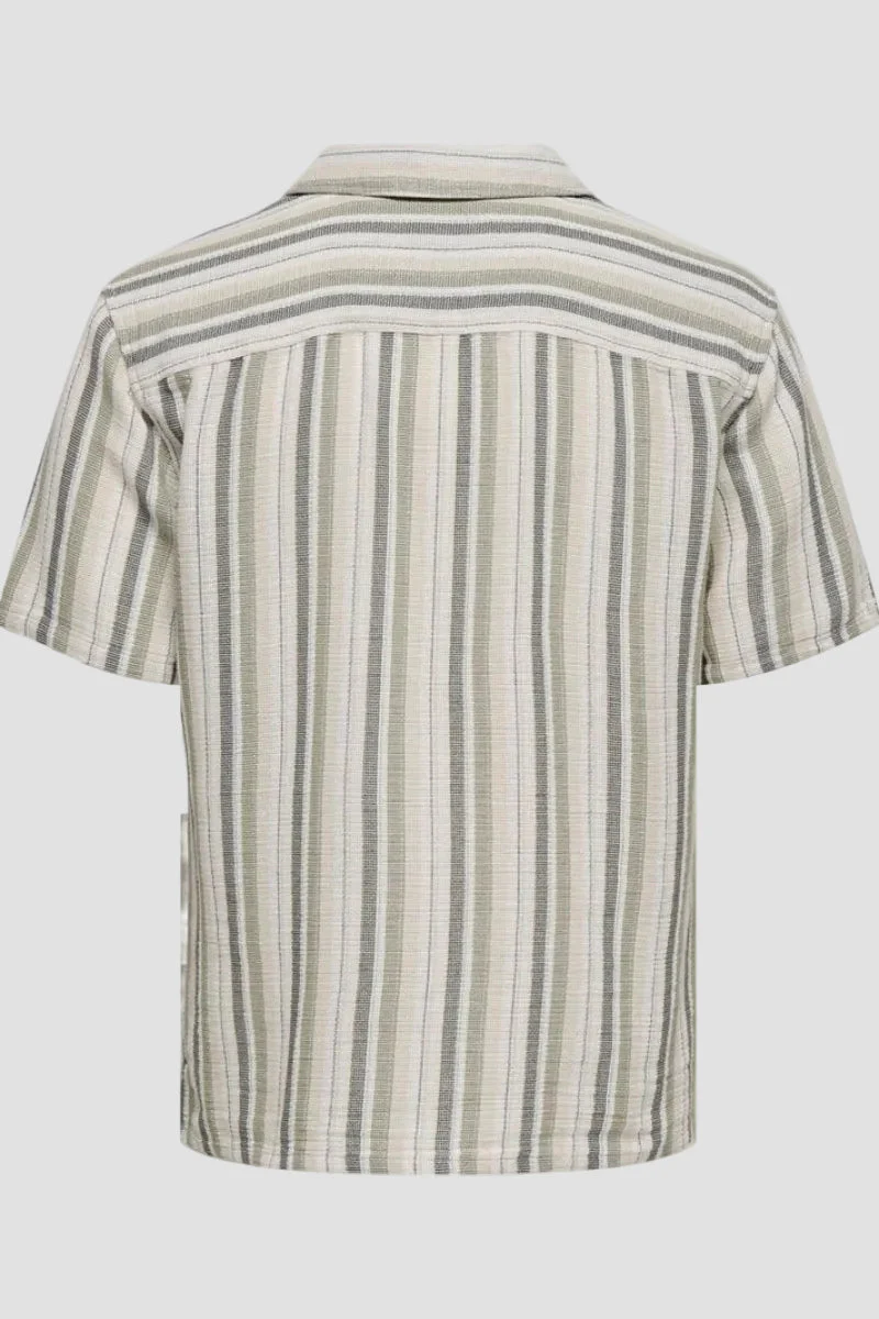 Only & Sons Trev Life Reg Stripe SS Shirt Seagrass - Image 5