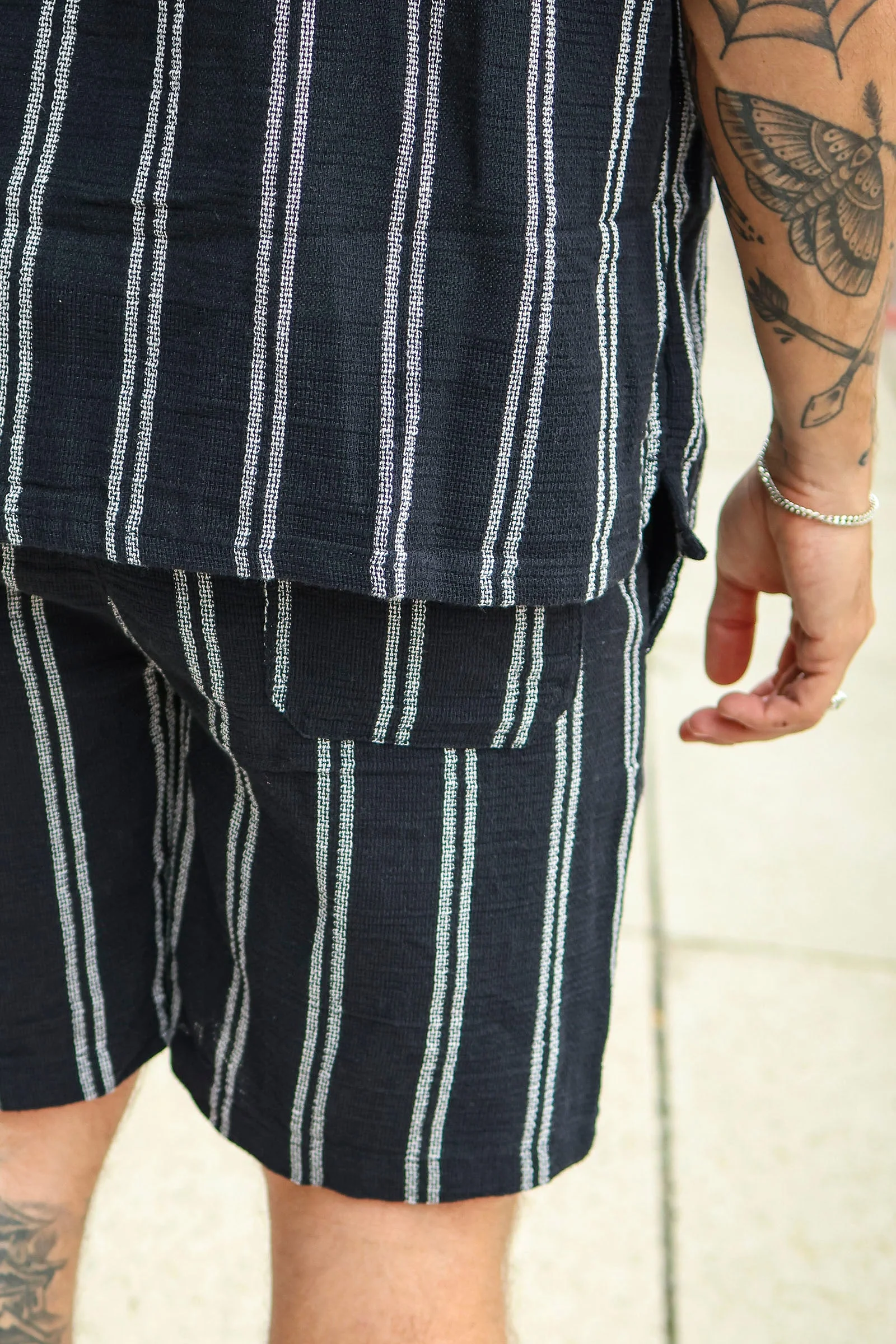 Only & Sons Trev Life Reg Stru Stripe Shorts Dark Navy - Image 4
