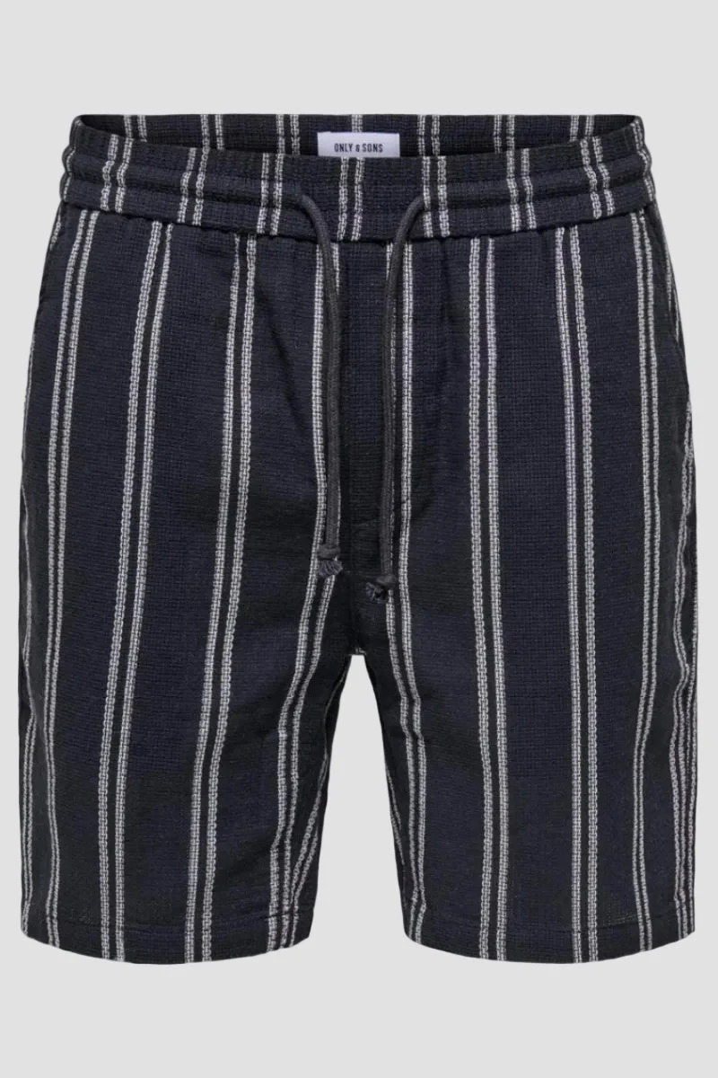 Only & Sons Trev Life Reg Stru Stripe Shorts Dark Navy - Image 5