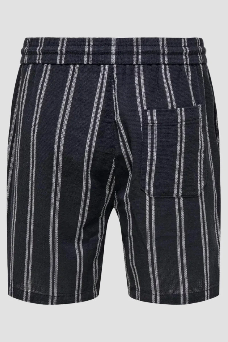 Only & Sons Trev Life Reg Stru Stripe Shorts Dark Navy - Image 6