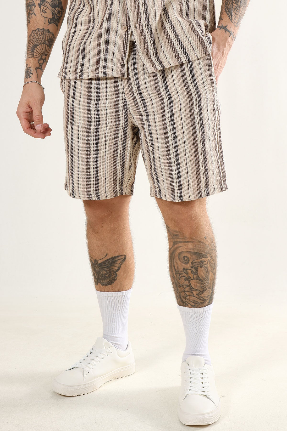 Only & Sons Trev Life Regular Structure Stripe Shorts Gardenia