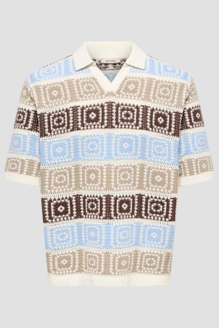 Only & Sons Bart Life Rlx 5 SS Resort Knit Cloud Dancer - Image 5