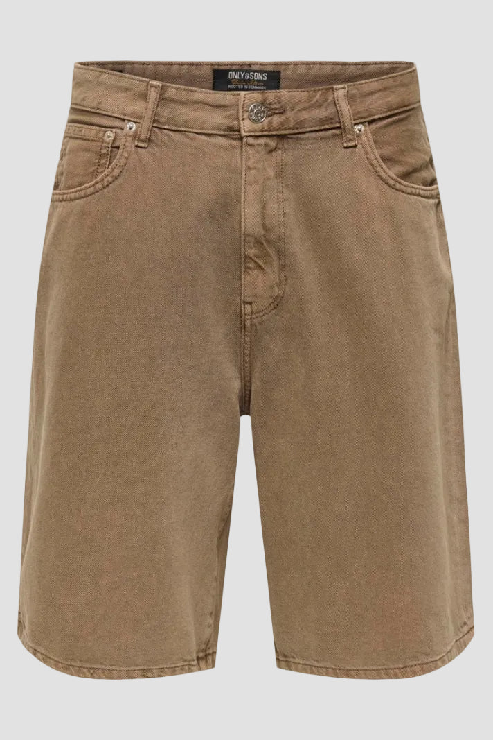 Only & Sons Carl Balloon Brown 6602 Tai Denim Shorts Brown Denim - Image 3