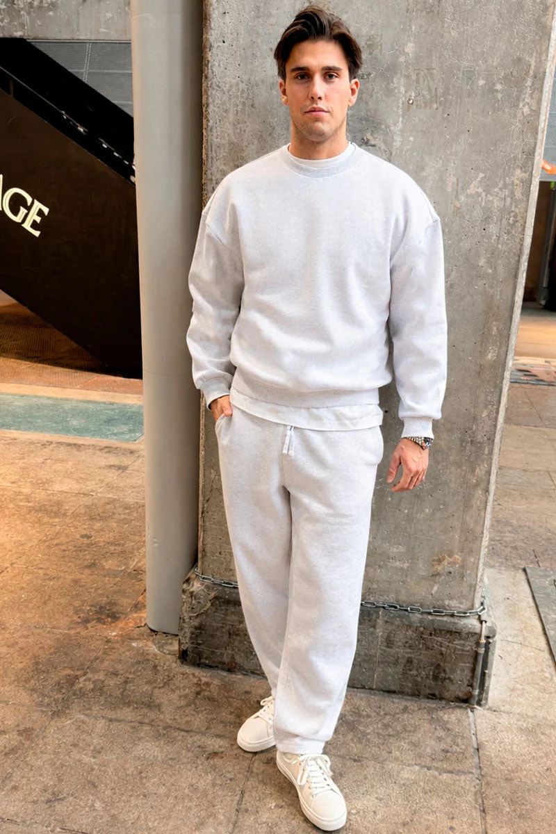 Only & Sons Ceres Ovz Långärmad Sweatshirt Super Light Grey Melange - Image 2