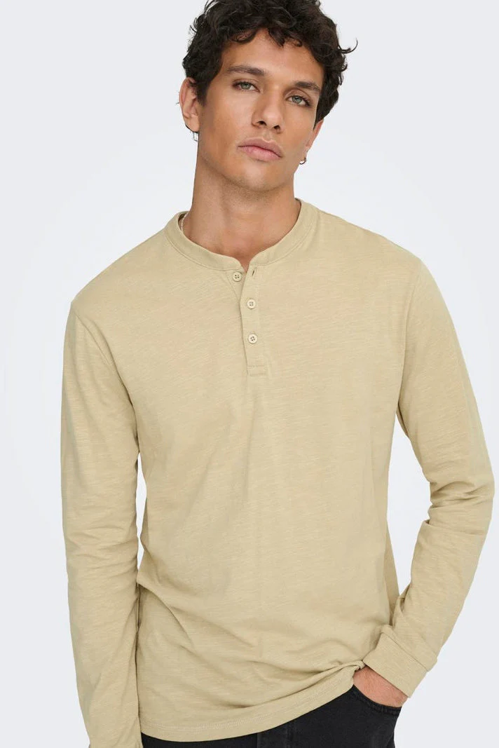 Only & Sons Benne Henley Reg LS Tee Vd Twill - Image 6