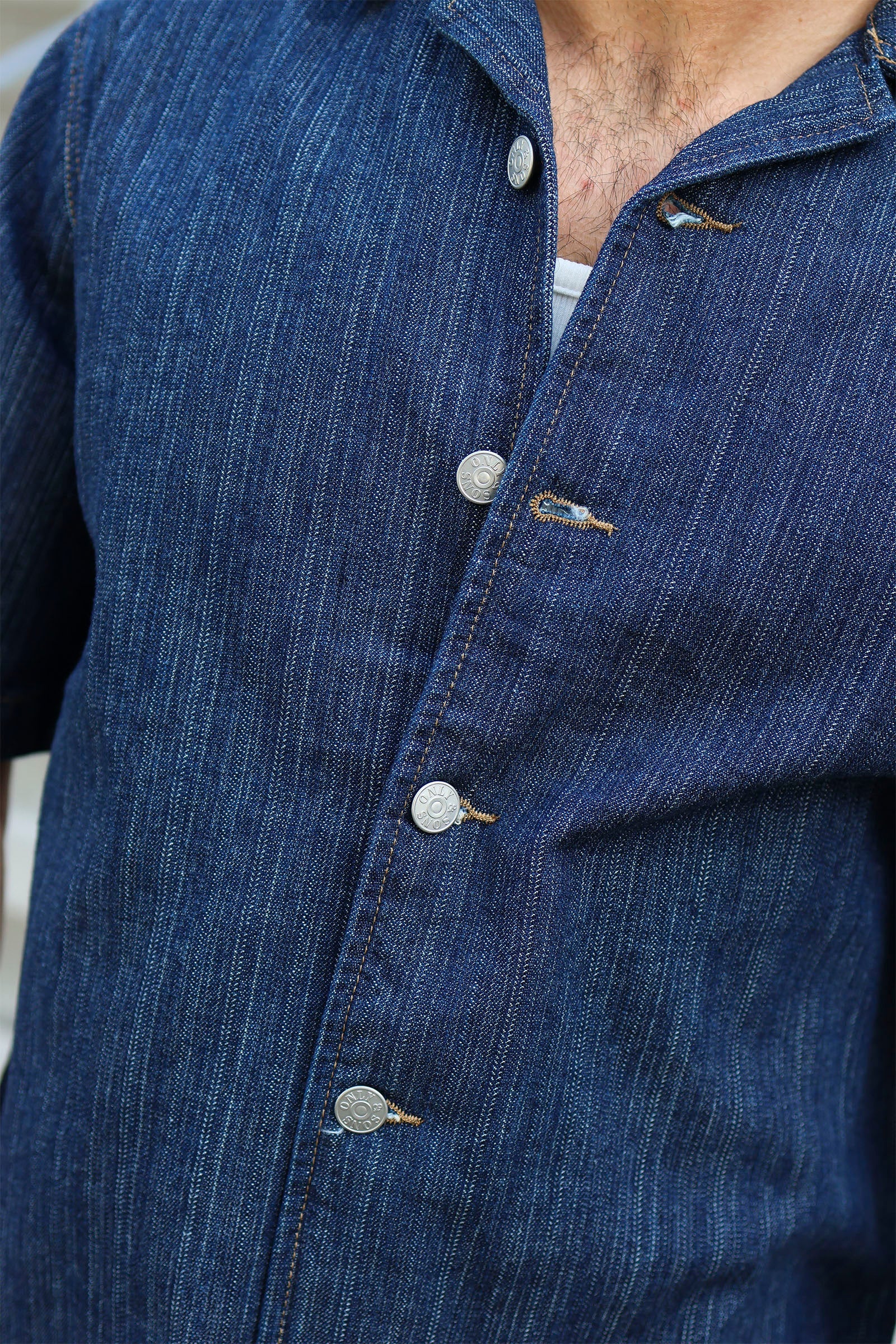 Only & Sons Wayne SS DB 7354 Azg Denim Shirt Dark Blue Denim - Image 3