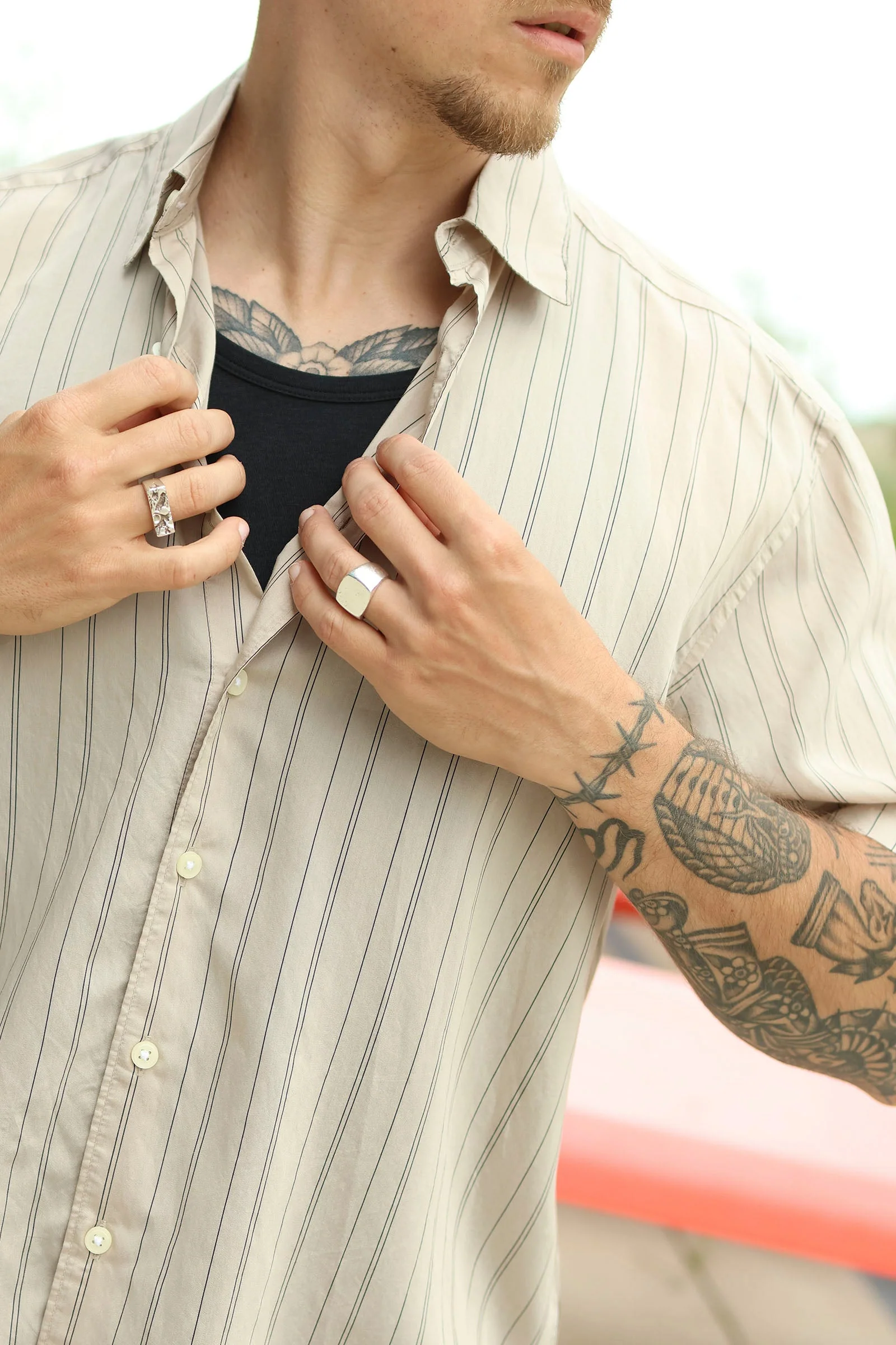 Only & Sons Atticus SS Relaxed Stripe Shirt Pure Cashmere - Image 3