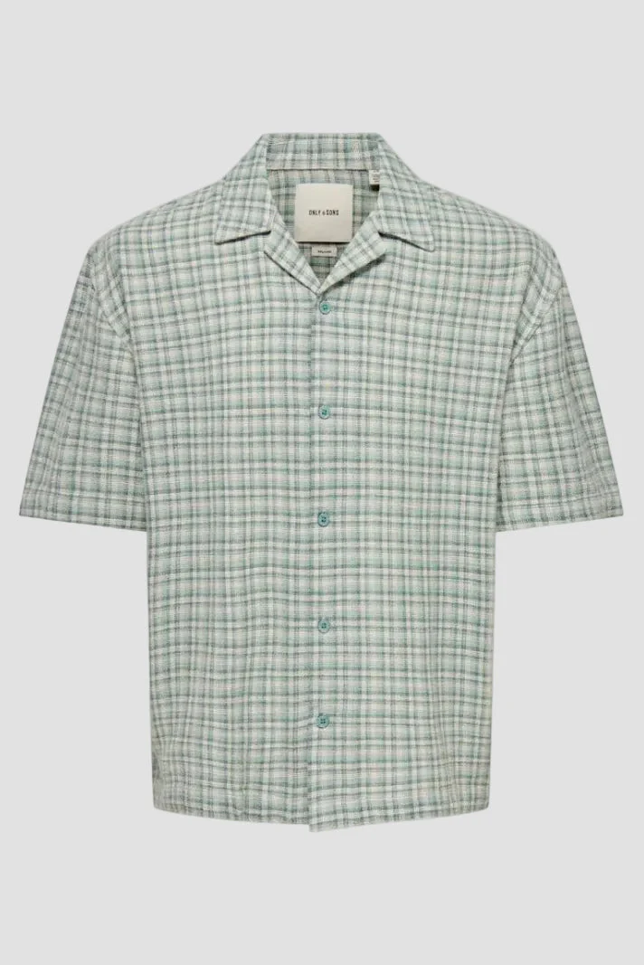 Only & Sons Trev Life Relaxed Structure SS Check Shirt Iceberg Green - Image 6