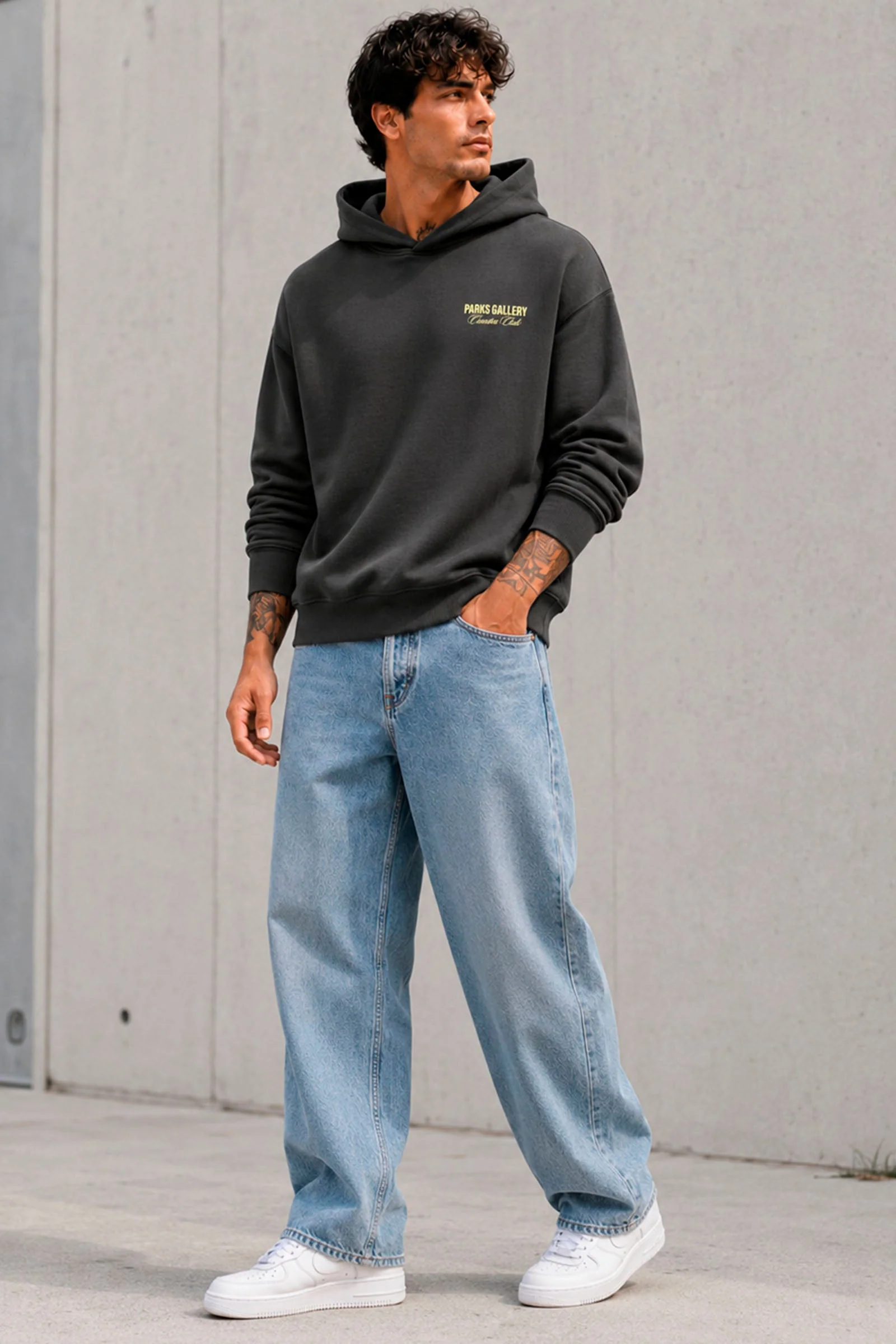 Only & Sons Parks Gallery Relaxed Sweat Hoodie Beluga - Image 3