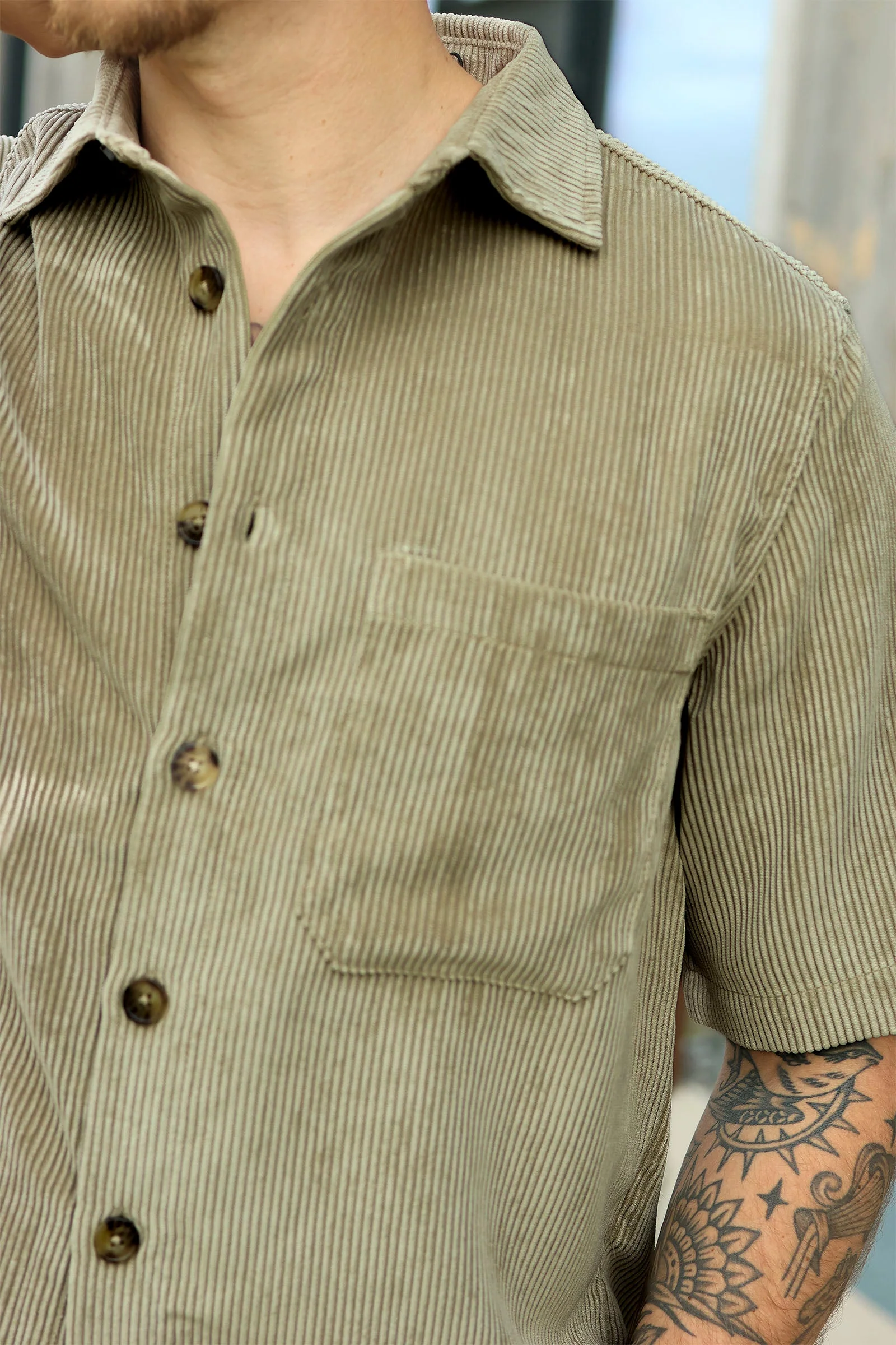 Only & Sons Tile Corduroy 0111 SS Shirt Chinchilla - Image 3