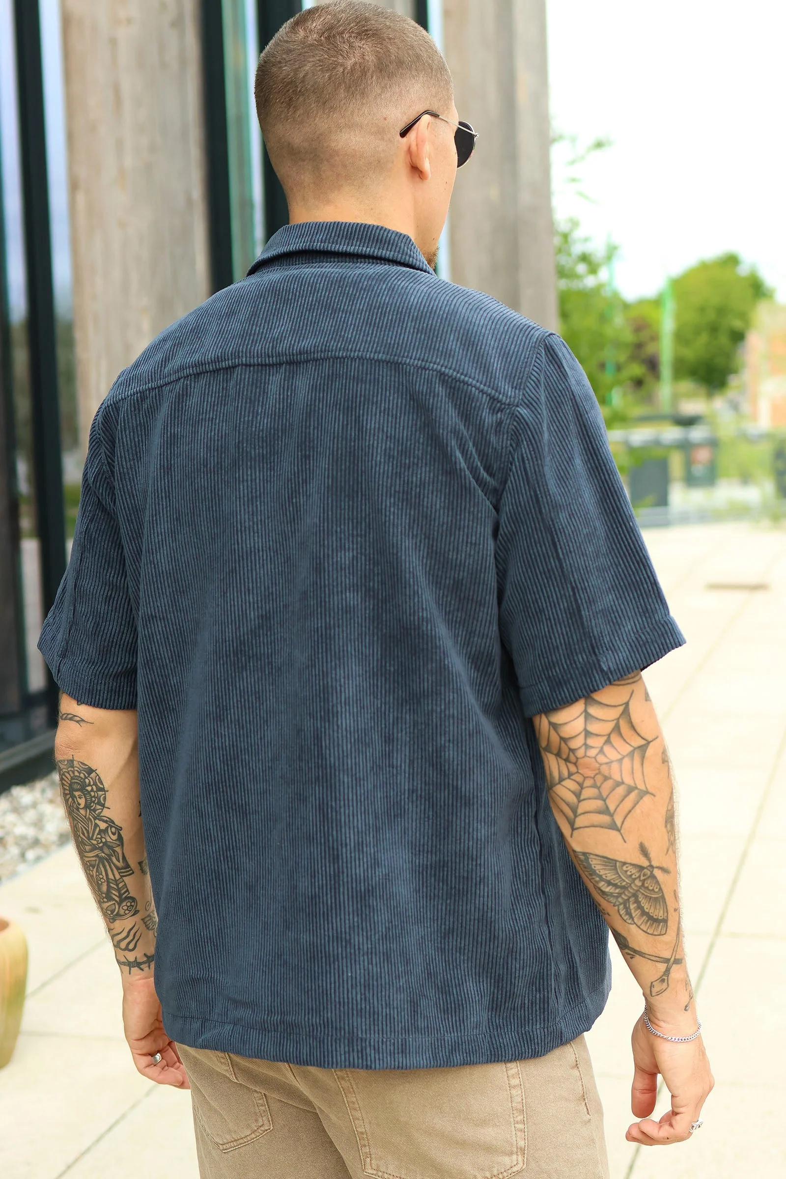 Only & Sons Tile Corduroy 0111 SS Shirt Dark Navy - Image 4