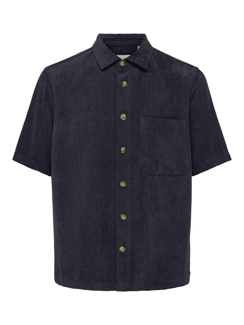 Only & Sons Tile Corduroy 0111 SS Shirt Dark Navy - Image 5