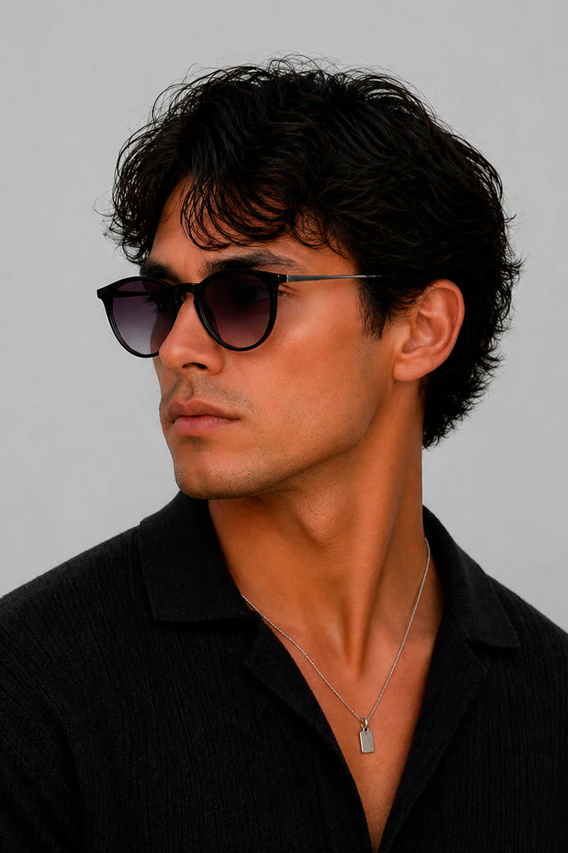 CBA Classic Round Edge Sunglasses 8295 Matt Black - Image 2